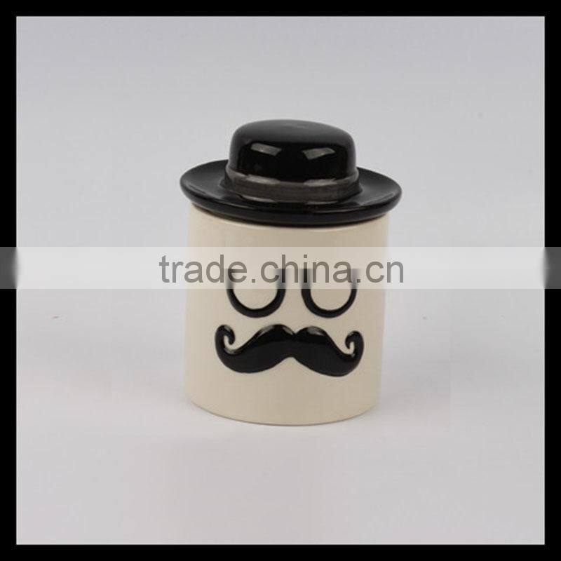 Ceramic Wholesale Mustache Storage Jars