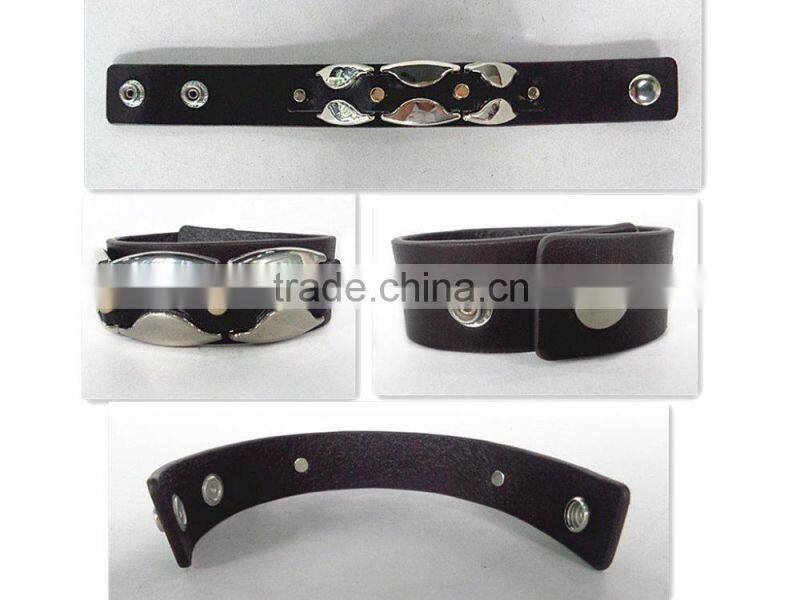 hot sale wrap leather bracelet stain steel handmade men's leather bracelet