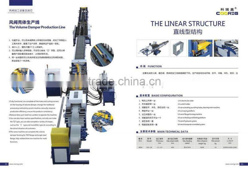 Volume damper production line; volume damper making machine