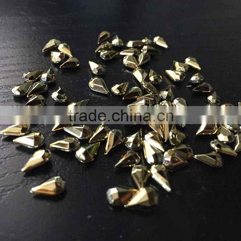 4*6mm teardrop pear golden metalic point back acrylic jewels rhinestones DIY bracelets chain craft hobby supplier factory