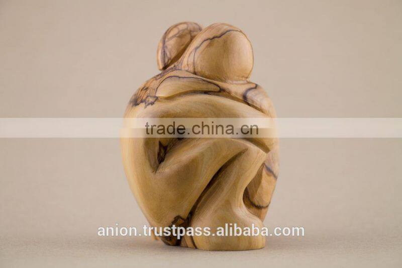 Olive Wood Carved Composition of Loving People