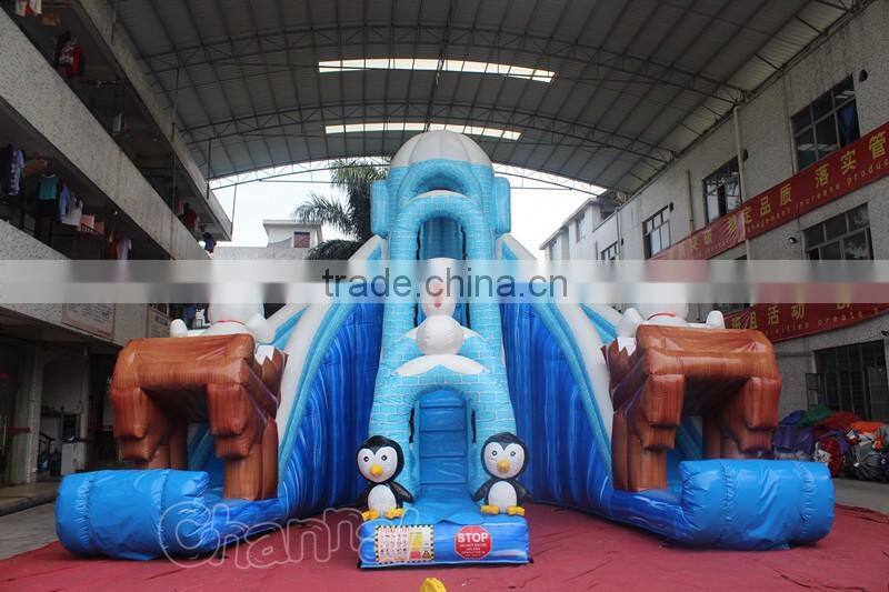 bear polar triple slide giant inflatable dry slide for kids