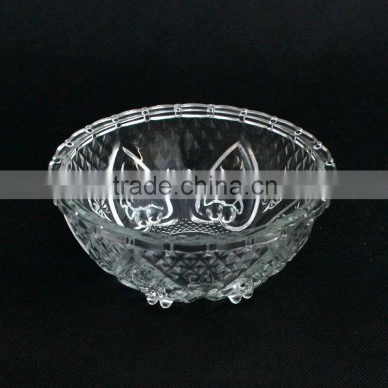 fancy round clear cheap antique glass fruit bowl with glass lid