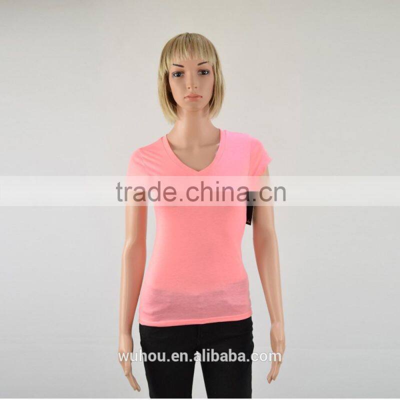 2016 Women's V neck pure color fitness t-shirts