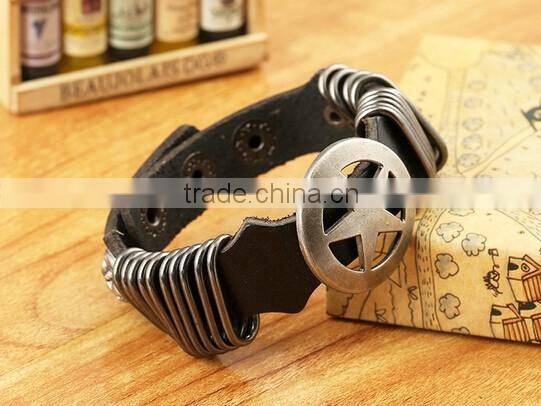 Antique Star Charming Double Layers Brown Leather Wrap Bracelet