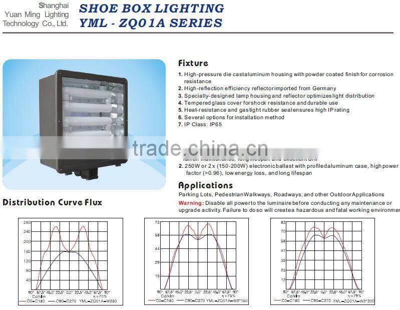 YML Induction shoes box lamp 400W flood lighting UL