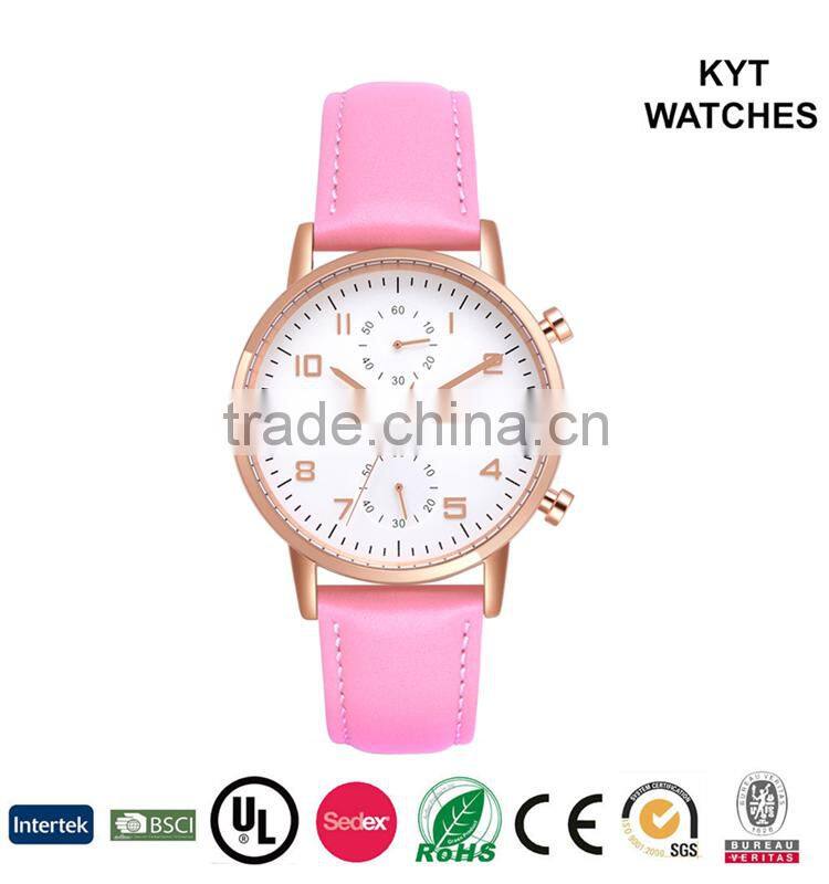 KYT Silver / Gold / Rose Gold Case 5ATM Water Resistant Wrist Quartz Mens Watch Chronograph