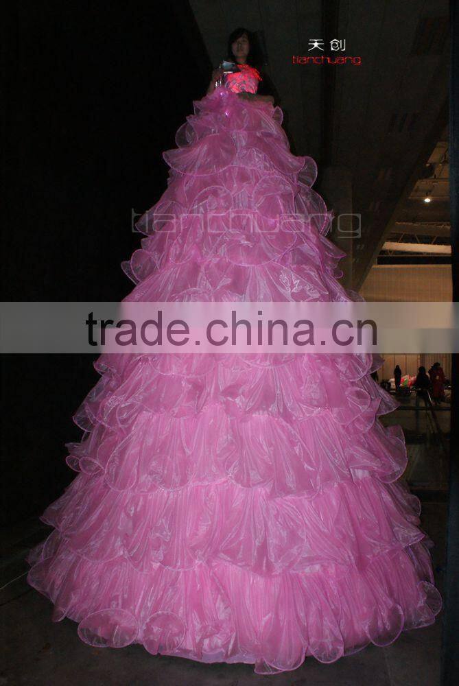 Long stage light up dress/Stilts Walker LED Dress/performance long dress stage