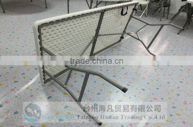 durable 152cm plastic folding dining table and chair for restaurant/high quality adjustable plastic dining table