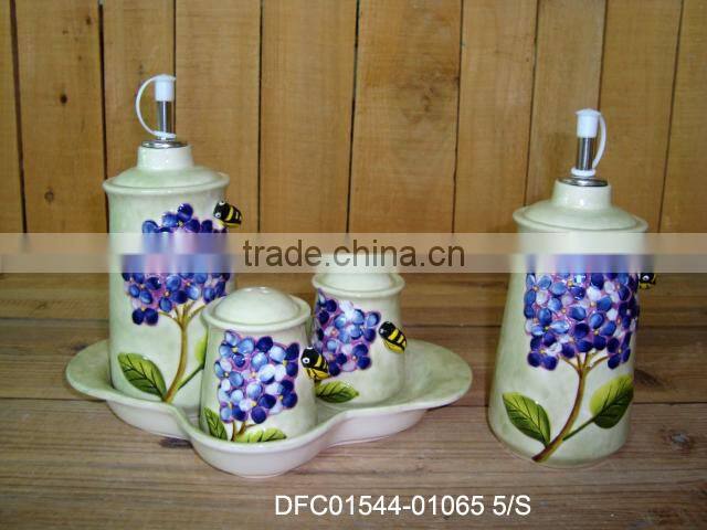 Ceramic porcelain condiment set