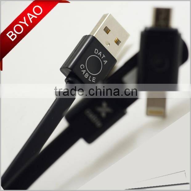 New Products universal rotating usb charging cable, 360 Rotating 2 in 1 usb charging cable for Iphone