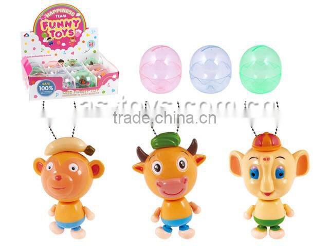 3 Style cartoon animal monkey/cow/elephant pull line toy