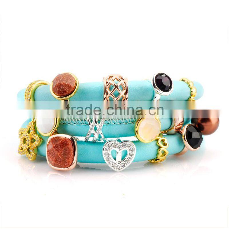 Fashionable Jewelry Women Custom Charm Bracelet Leather