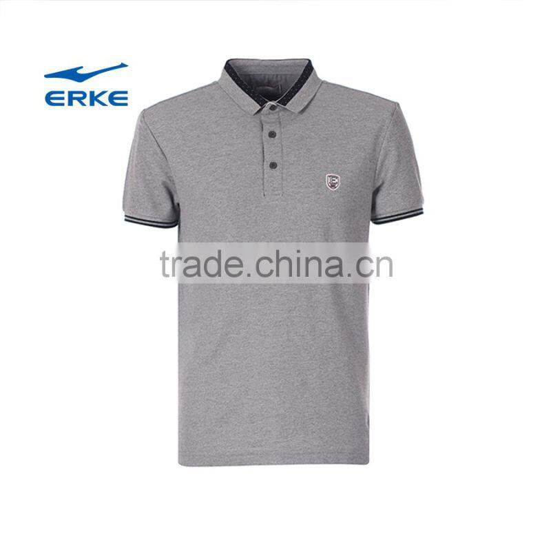 ERKE simple style mens summer leisure mirco collar short sleeve t shirt office cheap wholesale polo