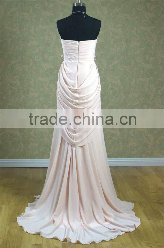Draped sweetheart casual dress new styles of dresses made of chiffon