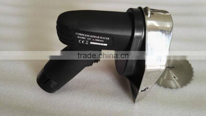 Factory supply new model 12V battery rechargeable cordless electric shawarma cutter with teeth blade