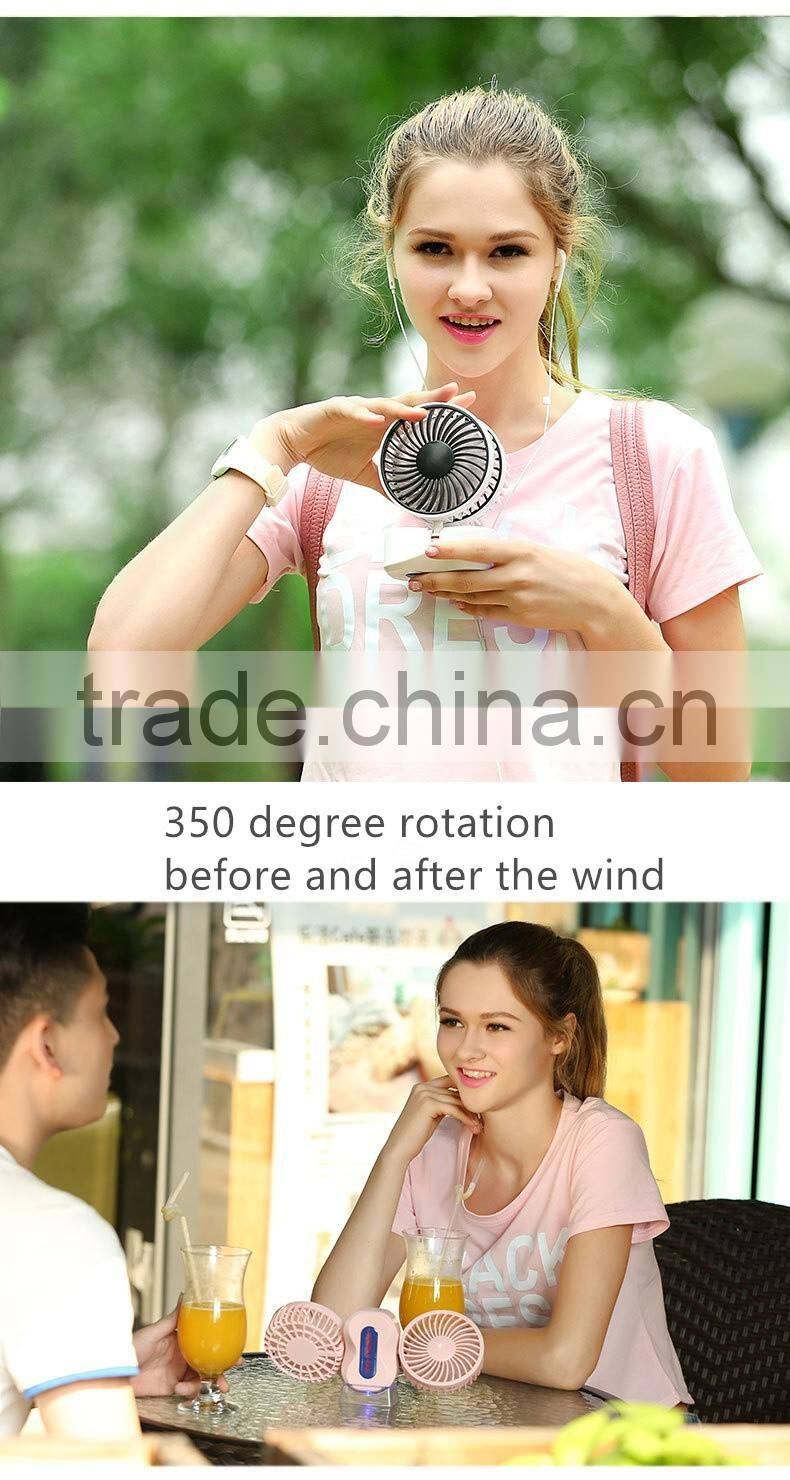 Couple fan rotate Foldable Double fans heads Handheld Rechargeable Portable Mini Usb Fan