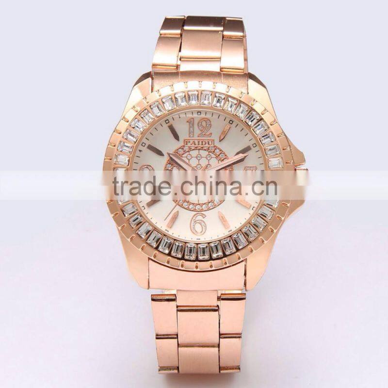 New Gold steel watches Luxury Women Watch calendar diamond lady watch