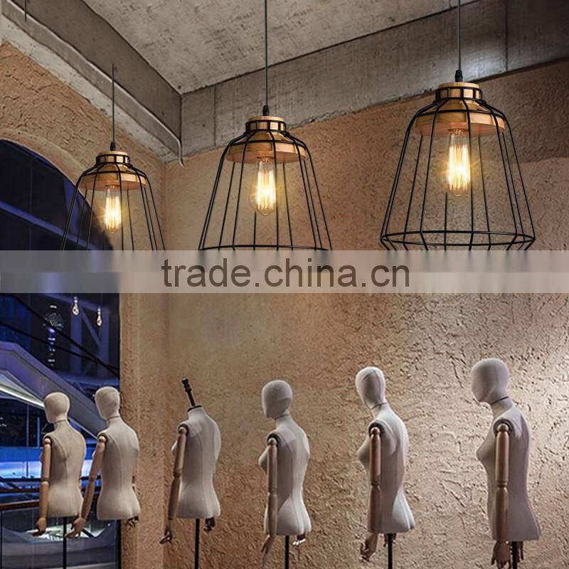 2016 wholesales Wooden Cage pendant Lights Iron Metal vintage pendant Lamps