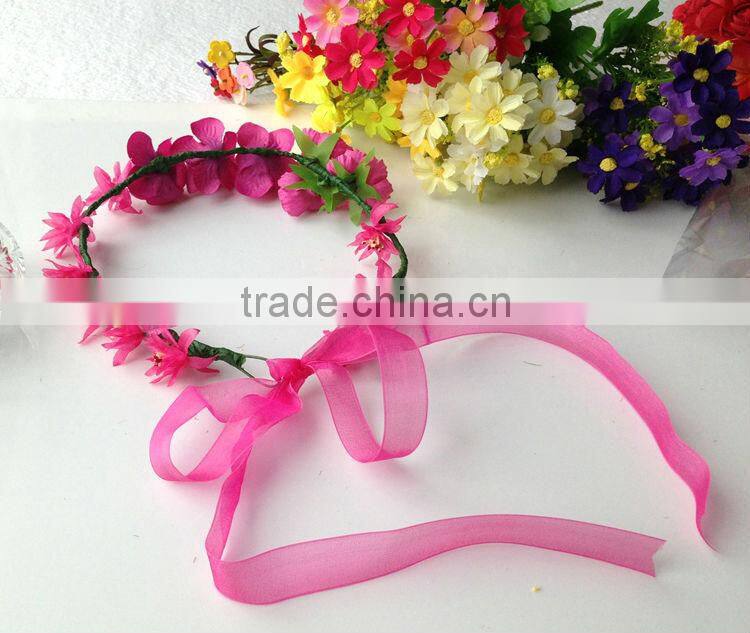Hot Pink Rose Flower Head Garland 100% handmade Hawaii Head wreath