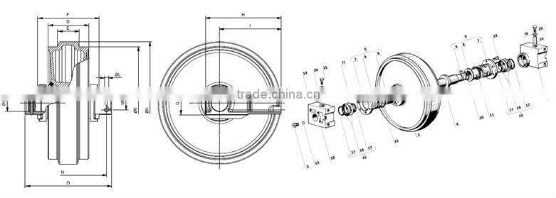 D53 undercarriage parts-Segment,Segment group,Idler,Front idler,Idler group,Front idler group