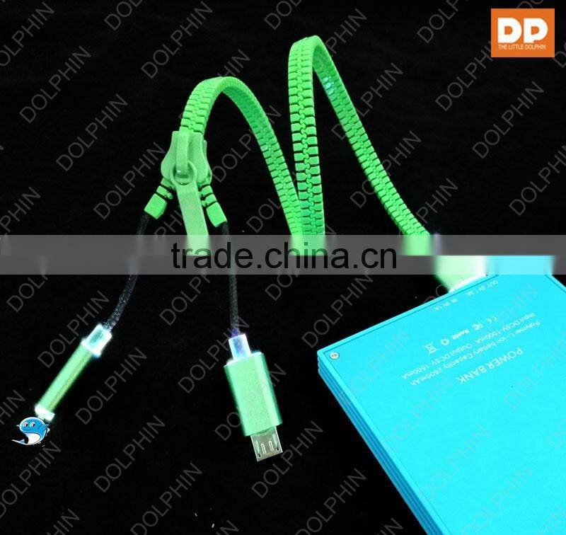 Colorful zipper flat cable oem brand logo custom usb data cable