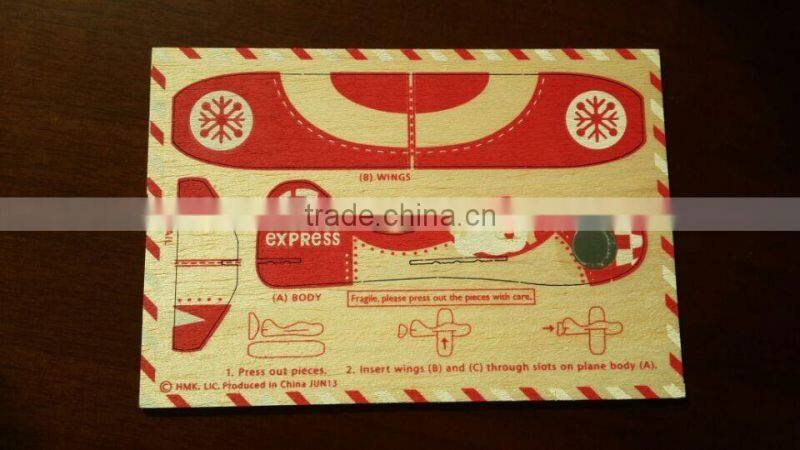 Custom made Balsa Wood Glider teaching material airplane OEM glider sheet OEM gift puzzle wood carved airplane