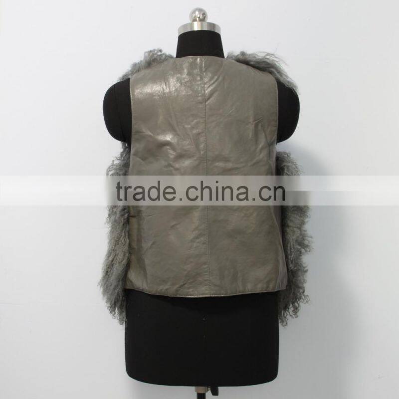 Fashion design Mongolian lamb fur coat genuine women popular Mongolian lamb fur vest