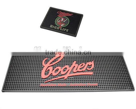 Custom eco-friendly rubber soft pvc bar mat with logos