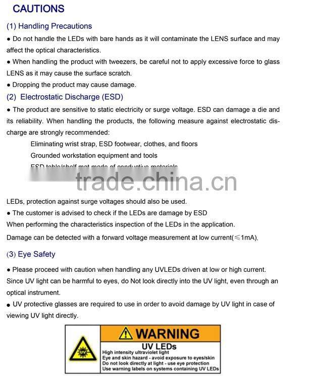 High current/ 365nm Solution (4W/cm2 at 365nm)Chip on board 100w 365 uv led