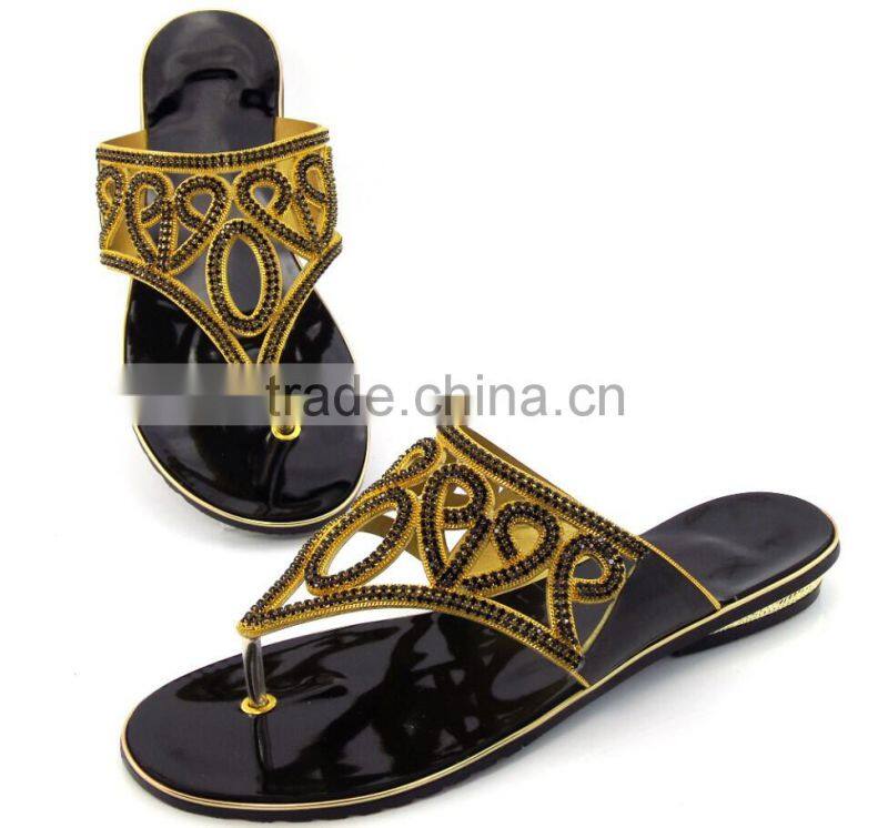 High quality good selling new design summer slipper with pretty stone for woman