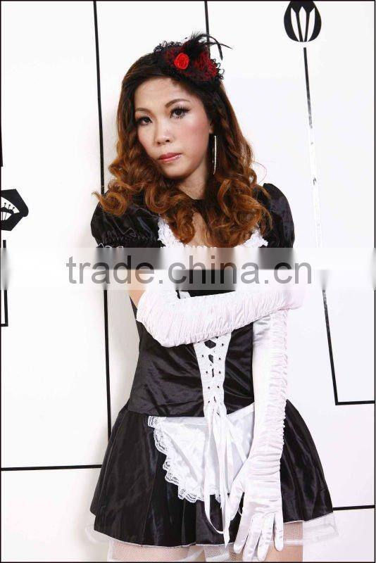 2015 Newest Sexy France Maid Costume With lace and big bow Wholesale DY5447