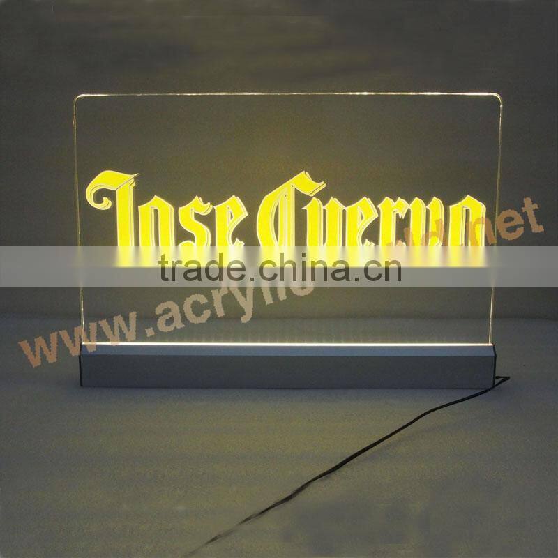 Popular Blue Light Custom Led Acrylic Sign With Base Manufacturer