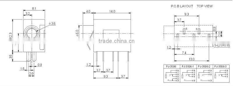mini female 3.5 phone jack PJ-3506