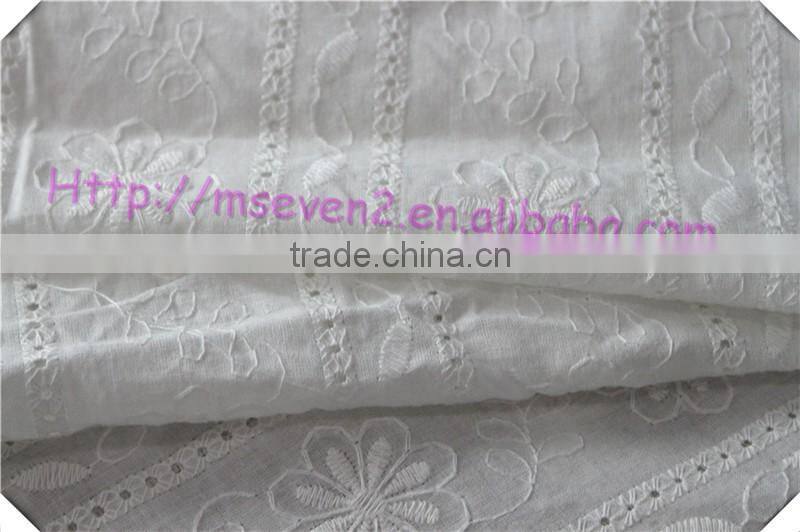 100% cotton combed flower fabric with lace embroidered lace fabric china