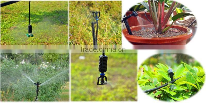 Drip irrigation and sprinkler irrigation in garden agriculture farm and greenhouse
