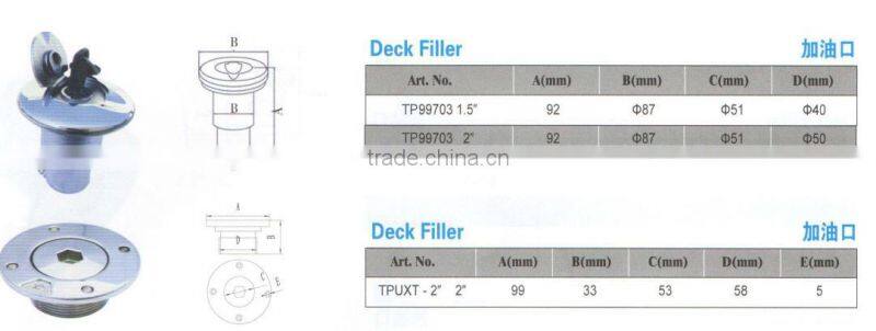Tuopu stainless steel diesel deck filler, marine diesel deck filler with key,boat diesel deck filler