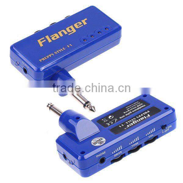 Miniature Portable Headphone Guitar AMP Amplifier Flanger Blue