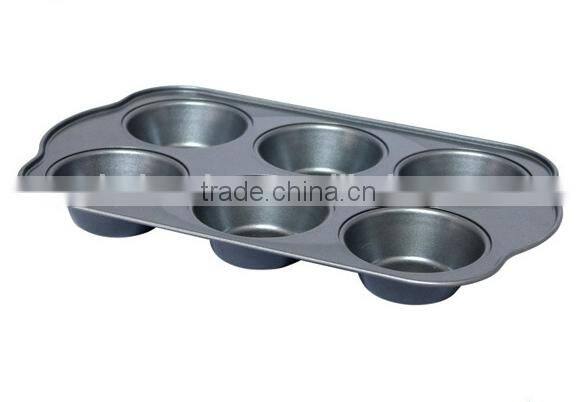 hot sale 6 cups non-stick carbon steel muffin baking tray