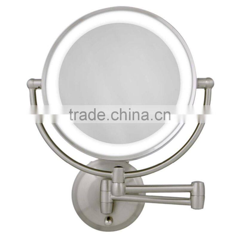 LED Wall Mount Mirror, Satin Nickel LED wall makeup mirror