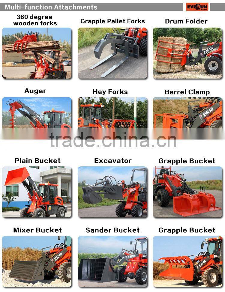 Qingdao Everun New Agricultural Machines ER16 Graaple Forks Loader With Electric Joystick
