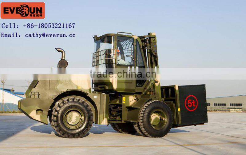 Everun 4X4 Rough Terrain Diesel Forklift 5 tons with Cummins Engine(ER5000)
