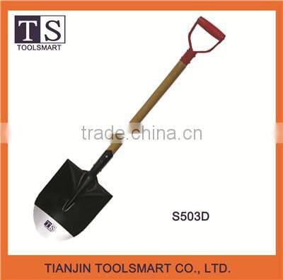 mechanical industrial round point shovel with wooden handle
