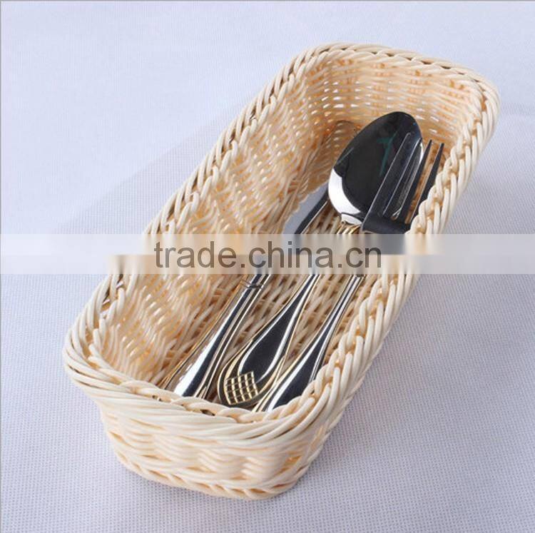 Eco-friendly longitypical design handcraft rattan cutlery basket