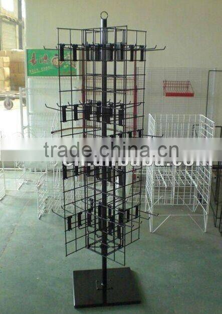 4-Sided Metal Floor Spinner Display Stand with Wire Sign Holder Top-selling
