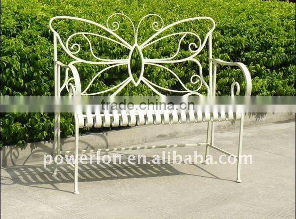 Courtyard Antirust Wrought Iron Blcak Bench