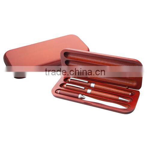Popular nmultifunction wooden pen set with ballpoint pen,fountain pen and letter opener in gift box
