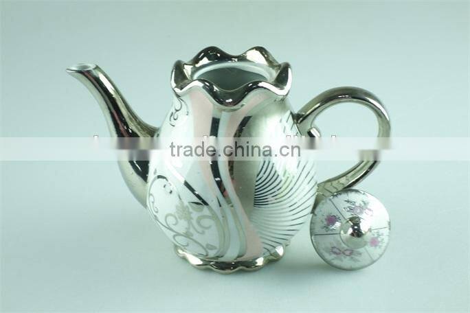 Siliver chromed Porcelain Teapot with lid, 800 ml water pots&kettles Chaozhou Stock