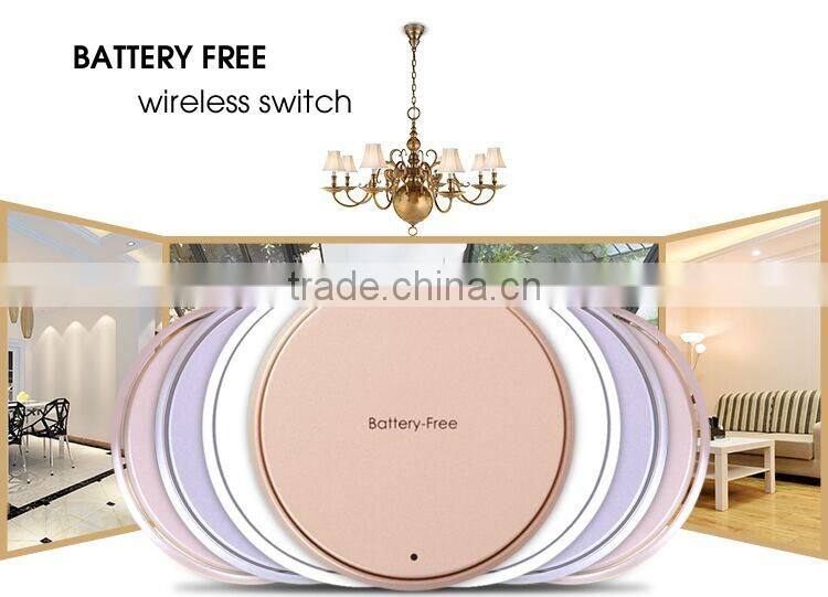 Round Battery free self-powered wireless control single wall switch