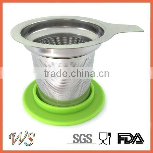 WS-IF004 Stainless steel tea infuser with silicone handle/Tea cup